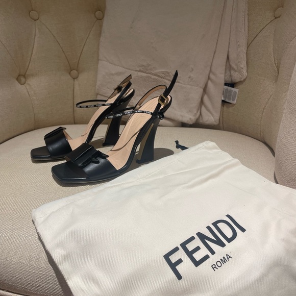 Fendi Black Stiletto Heels with Ankle Strap - Picture 1 of 7